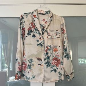 Zara Basic Floral Pajama Blouse.
